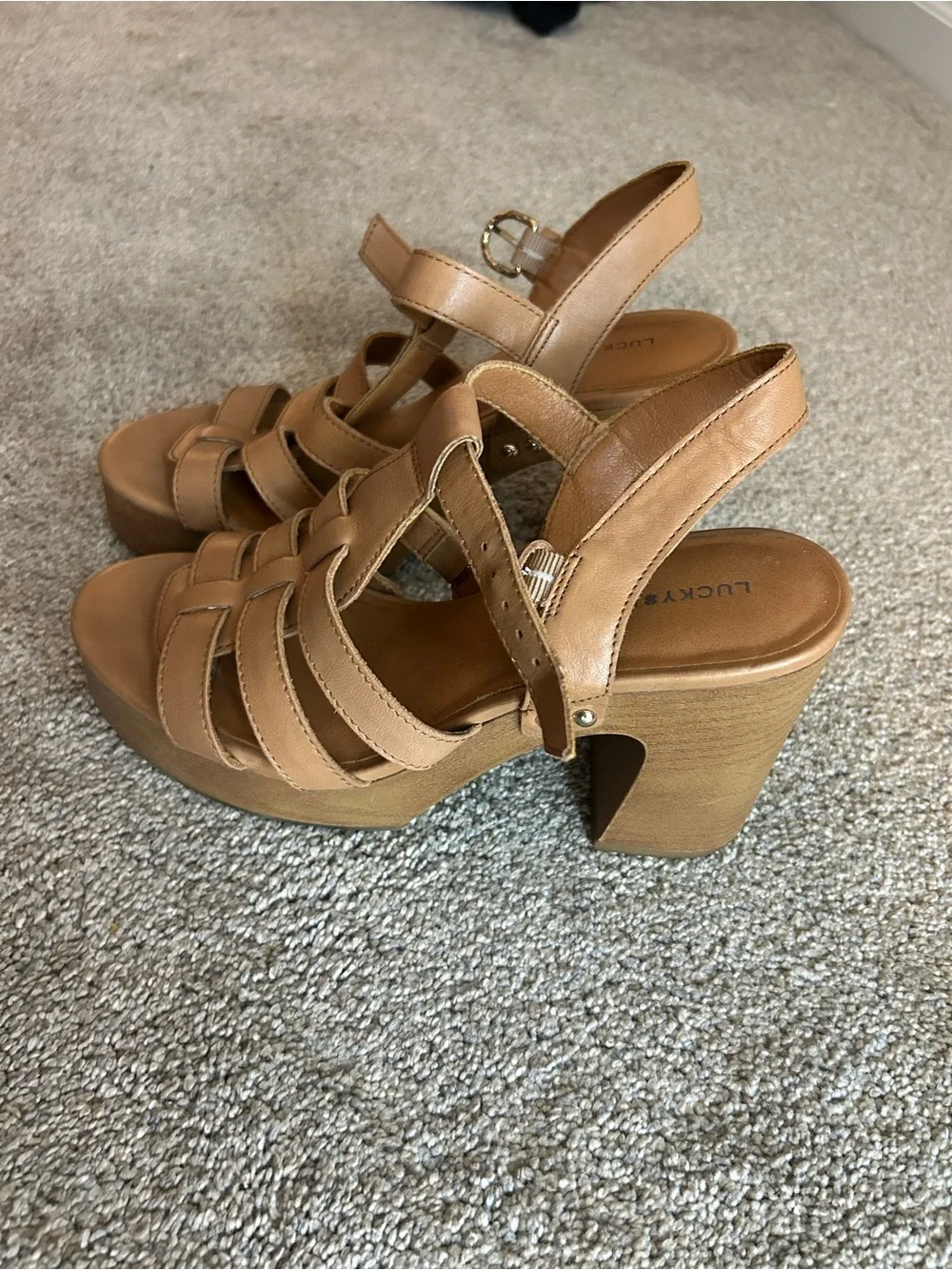 Lucky Brand Tan Strappy Platform Sandal